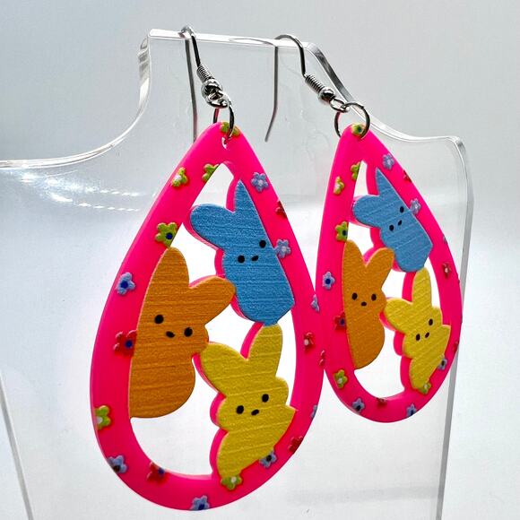 Peeps Earrings - Easter Earrings - Bunny Earrings - Rabbit Earrings - Spring Ear - Picture 2 of 8